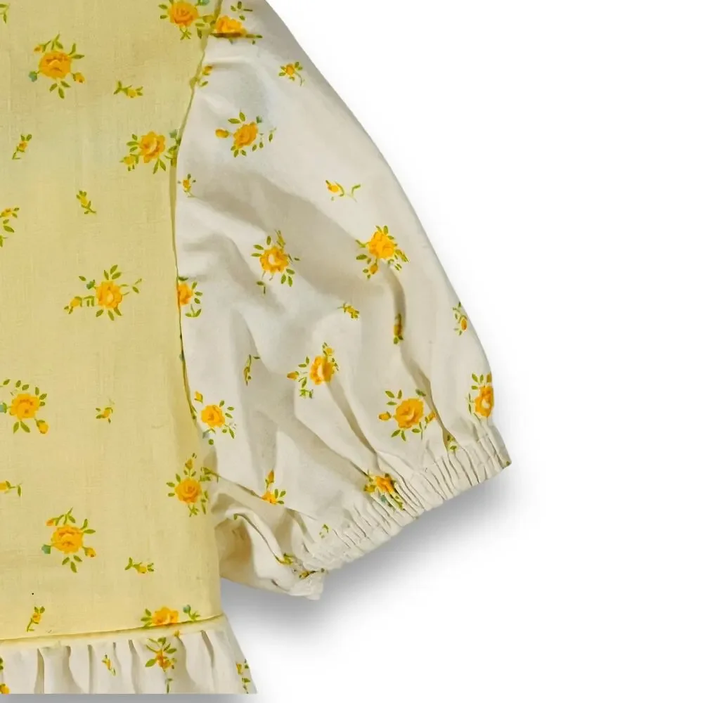 Bloome De Jeune Fille Vintage Prairie Dress Yellow Floral Puff Sleeve 3T